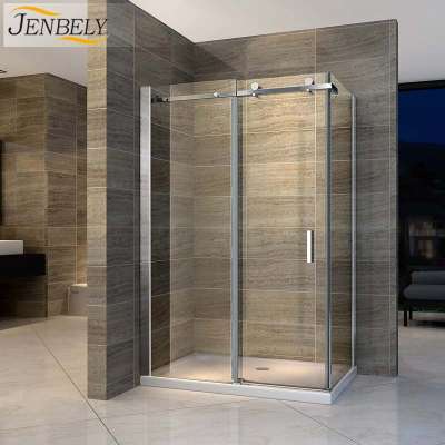 Custom Popular Rectangle 2 Sided Tempered Glass Bathroom Shower Enclosure